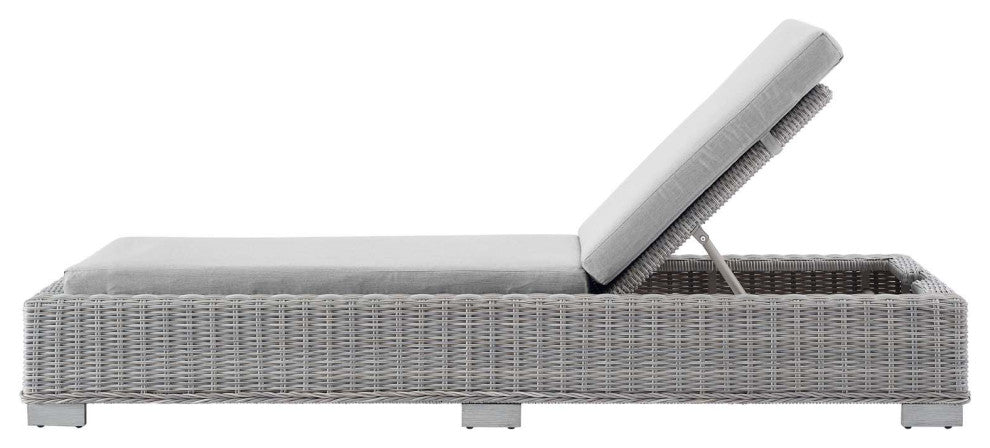 Lounge Chair Chaise, Sunbrella, Rattan, Wicker, Gray, Modern, Outdoor Patio