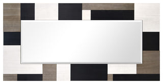 "Geometric Blocks" Hand Made Solid Paulownia Wood Beveled Leaner Mirror, 80"x40"