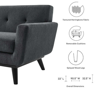 Engage Herringbone Fabric Sofa, Charcoal
