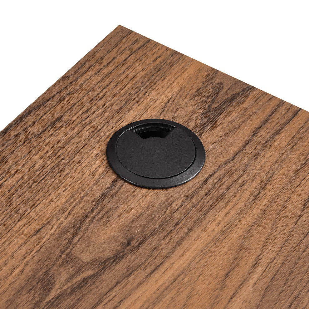 Render Wall Mount Corner Office Desk, Walnut