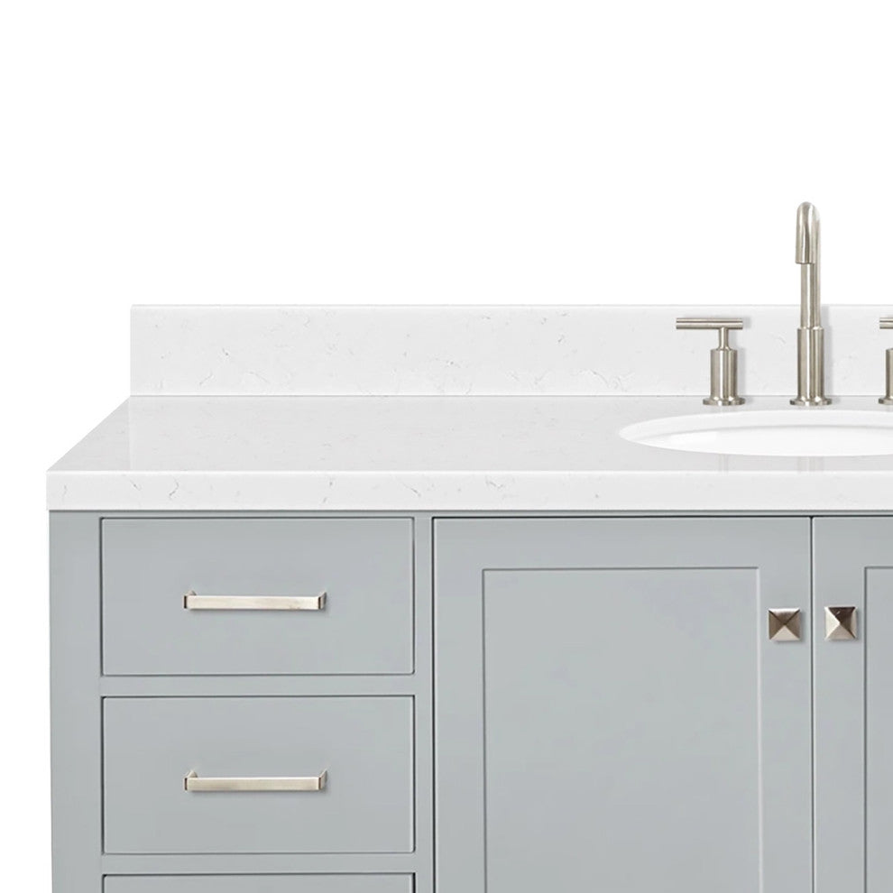 Ariel Cambridge 60" Single Sink Vanity, Carrara Quartz, Oval