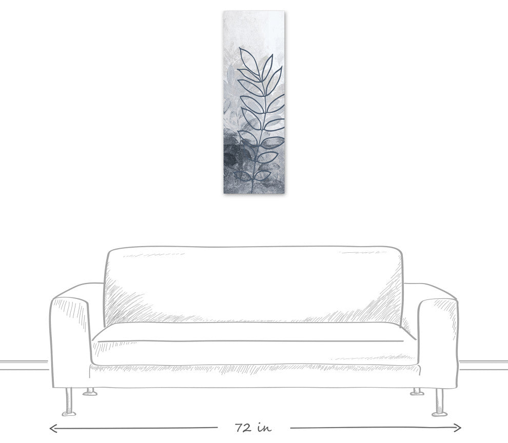 Ferns In Blue 12 x 36 Canvas Wall Art