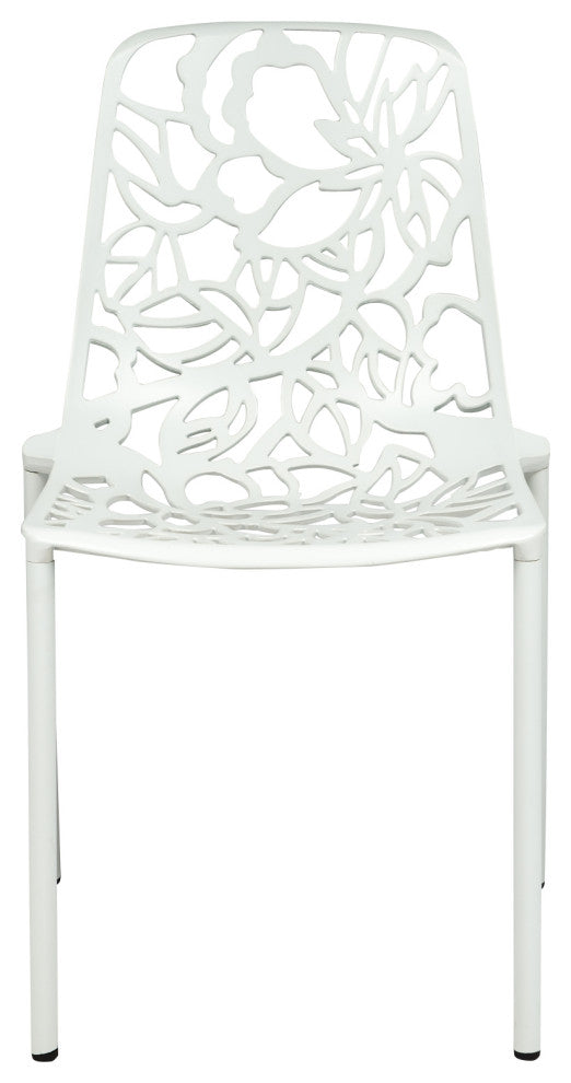 LeisureMod Devon Outdoor Dining Set with Glass Table and 2 Chairs, White