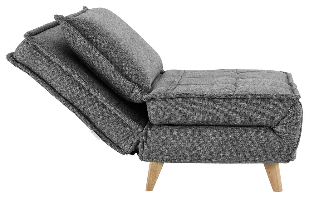 Modern Fabric Upholstered Convertible Sofa Bed Folding Sleeper Chair, Gray