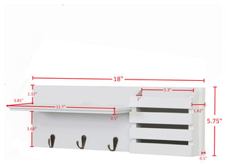 Danya B. Utility Shelf With Pocket and Hanging Hooks, White