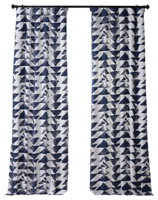 Traid Printed Cotton Twill Curtain, Indigo, 50"x108"