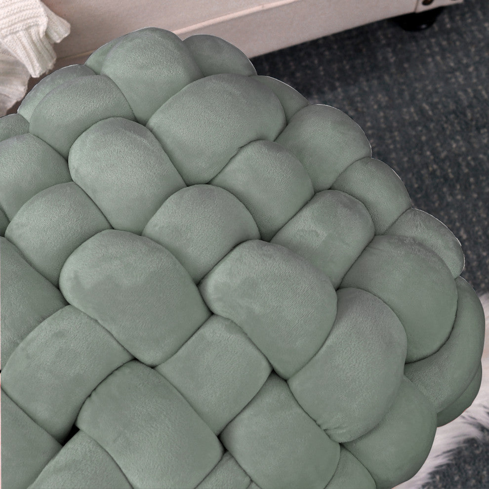 Velvet Pouf Stool Ottoman, Light Gray, 27''x20''x20''