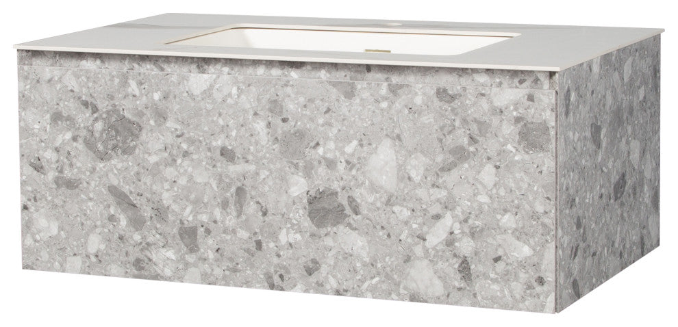 Terazzo Grey Bathroom Vanity with Imitation Stone Design, 36"