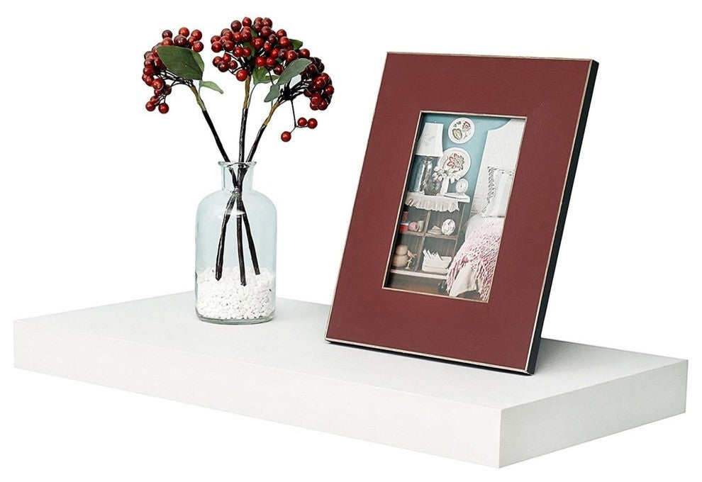 11.81" Depth Grande Floating Wall Shelves, White, 23.62"