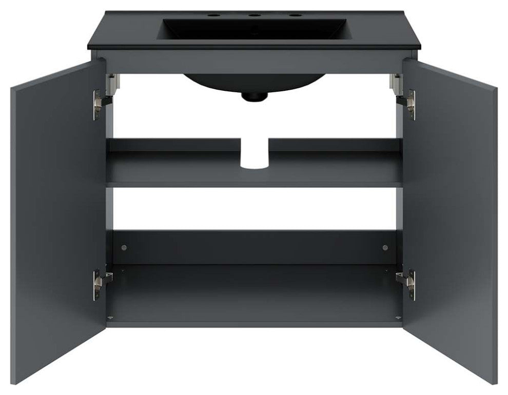 Bryn 30" Wall-Mount Bathroom Vanity, Gray Black