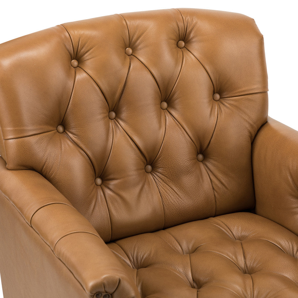 Bertram Genuine Leather Armchair Set of 2, Camel