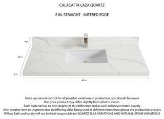 Parker 48 Single Sink Bath Vanity in White 2" Calacatta Laza