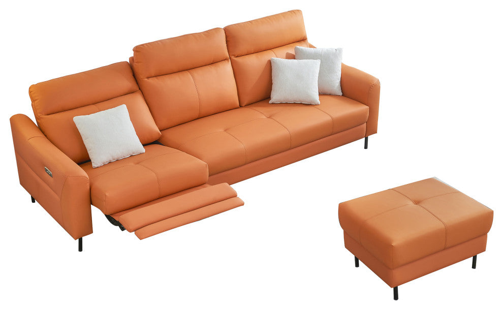 L-Shaped Leather Sectional Sofa Set Cushions Sectional Sofa Footrests