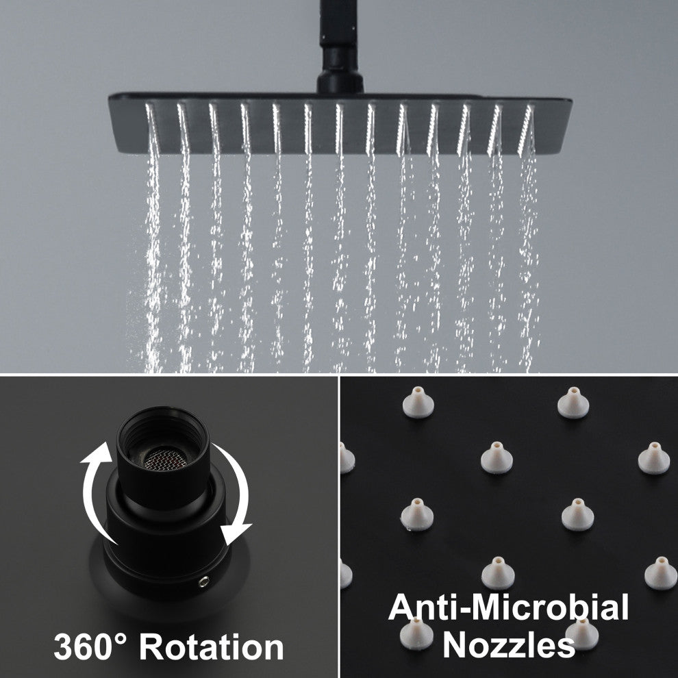 Wellfor Shower System, Ceiling Rain Shower Head With Handheld Combo Set
