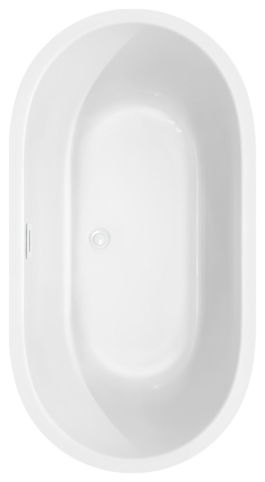 Juliette 60" Freestanding White Bathtub, Shiny White Drain and Overflow Trim