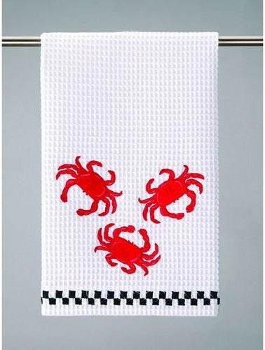 Crabs Waffle Weave Kitchen Towel