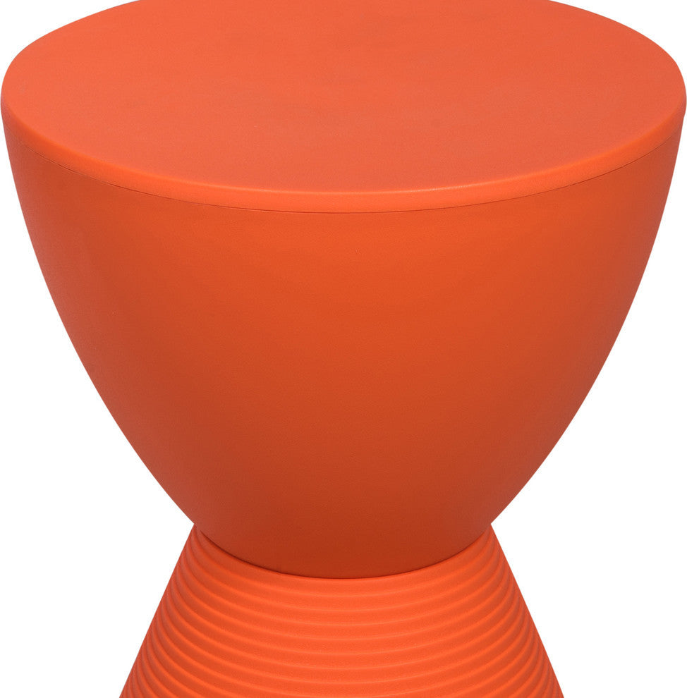 Round Side Table in ABS Plastic Ribbed Design End Table with Removable Lid, Orange