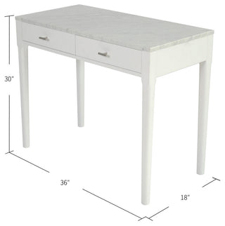 Meno 36" Rectangular Italian Carrara White Marble Console Table, White