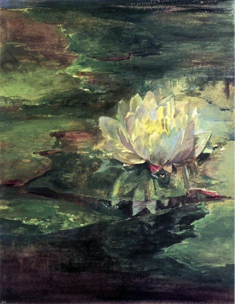John La Farge Water Lily Among Pads, 21"x28" Wall Decal Print