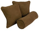 Double-Corded Solid Microsuede Throw Pillows With Inserts, Set of 3, Chocolate