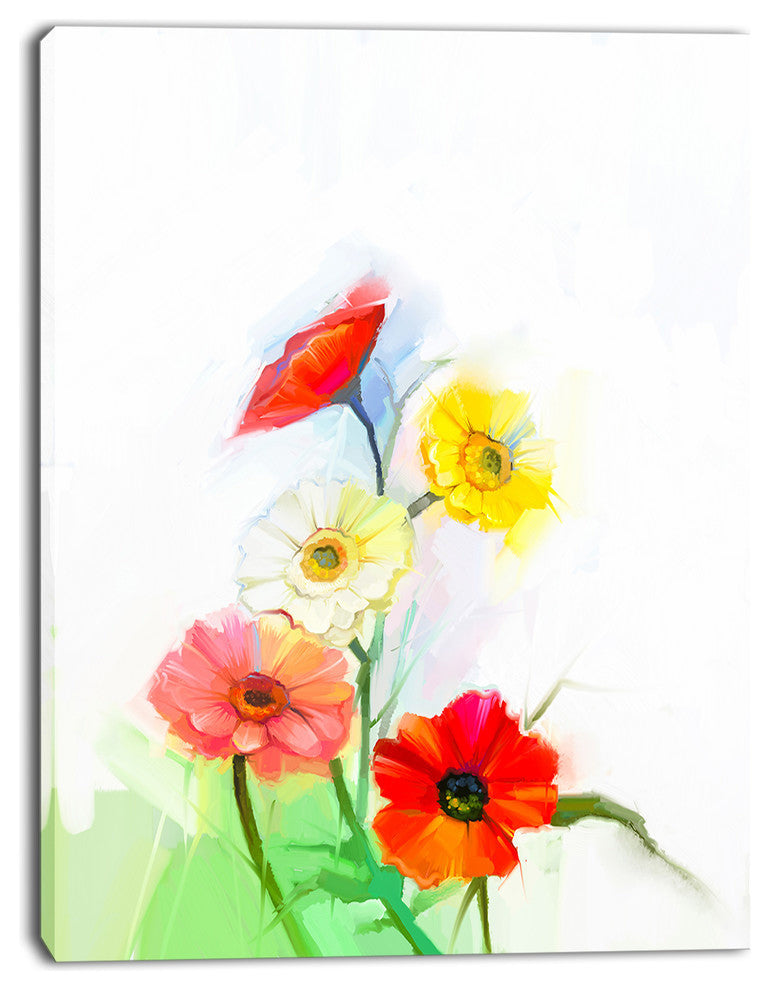 Still Life Colored Gerbera Flowers, Large Floral Canvas Art Print, 30"x40"