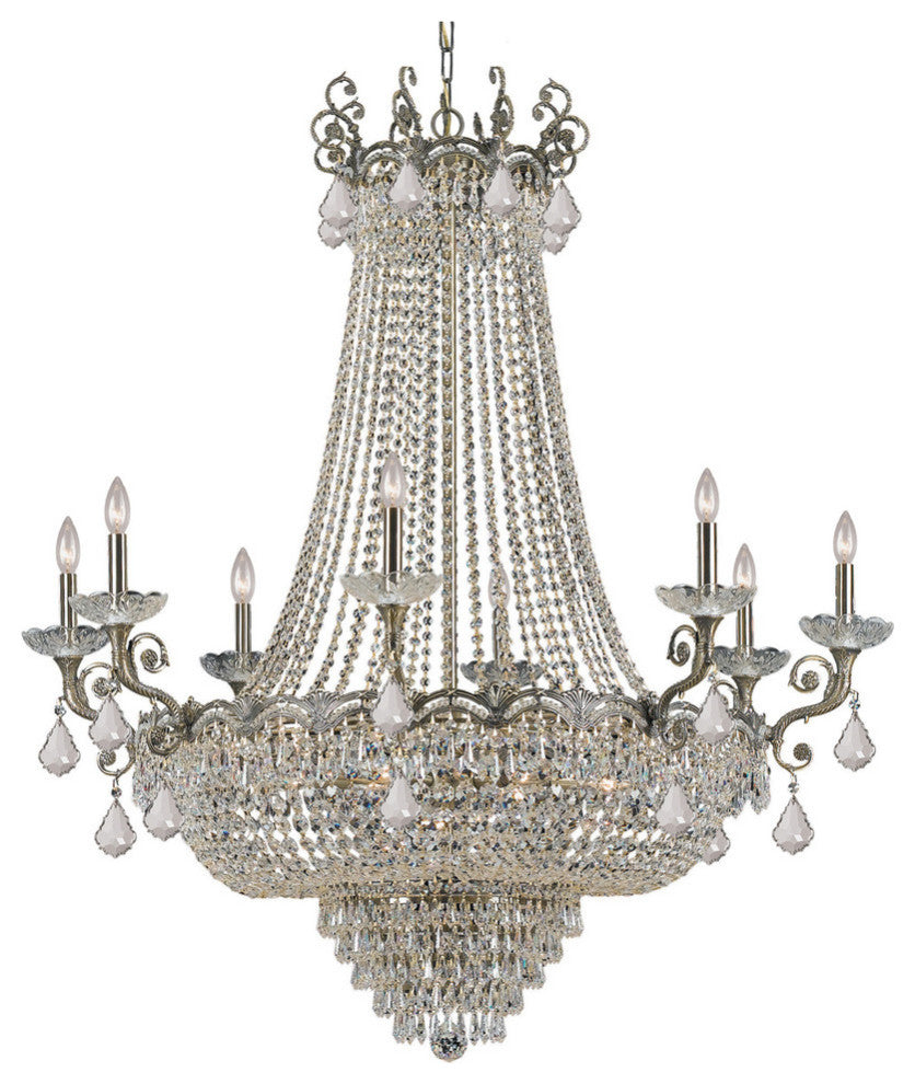 Crystorama 1488-HB-CL-MWP, 20 Light Chandelier, Historic Brass