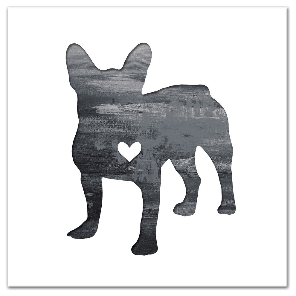 Designs Direct Creative Group Ink Silhouette Frenchie 36x36 Canvas Wall Art