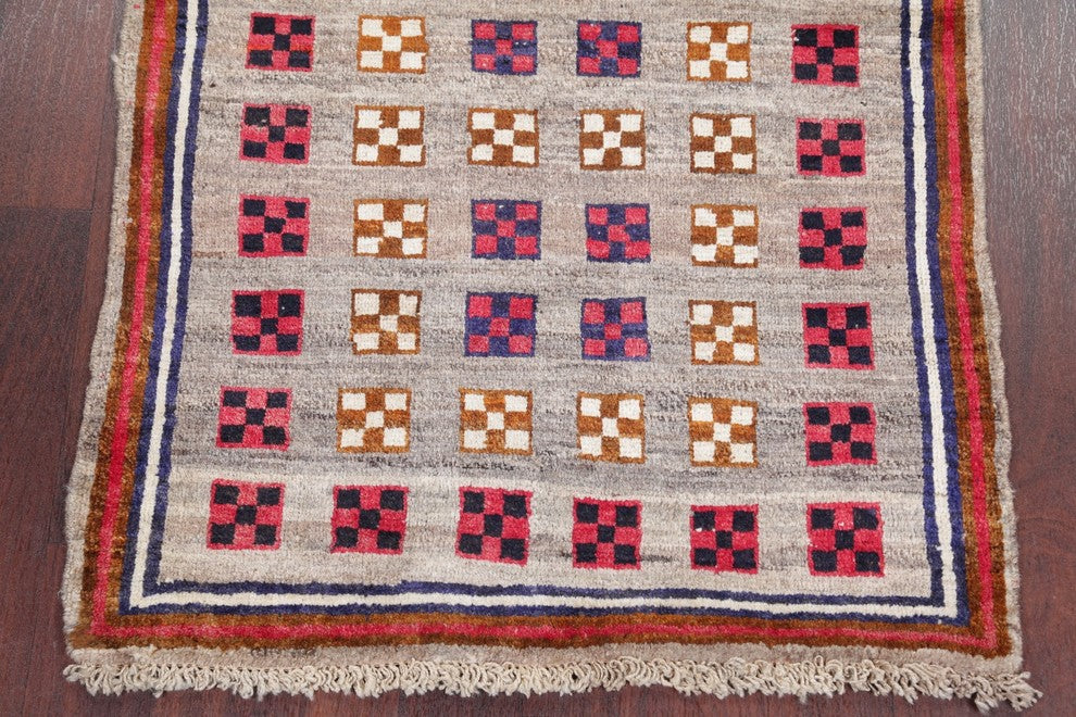 Consigned, Oriental Gabbeh Persian Design Hand-Knotted Area Rug, Gray, 5'0"X3'3"