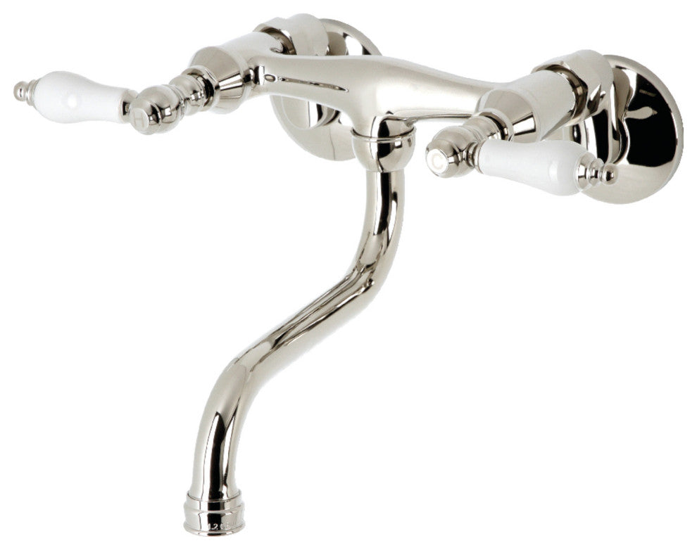 Kingston Brass KS516PN Wall Mount Bathroom Faucet, Polished Nickel