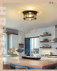 Industrial Ceiling Light Fixture 2 Light, Black, Glass, Flush Mount Ceiling Lamp