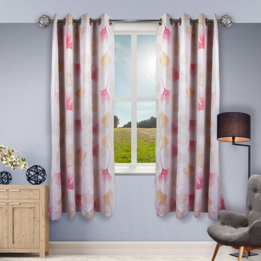 Blush Floral Curtain, 56"w X 63"h