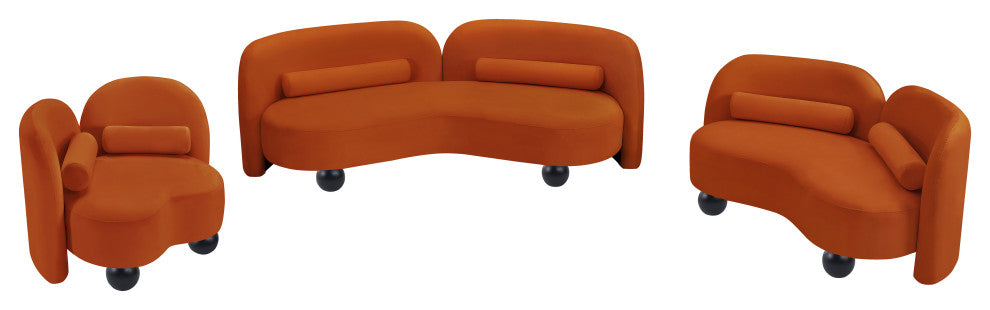 Daphne Upholstered Chair/Loveseat/Sofa, Cognac, Velvet, Sofa