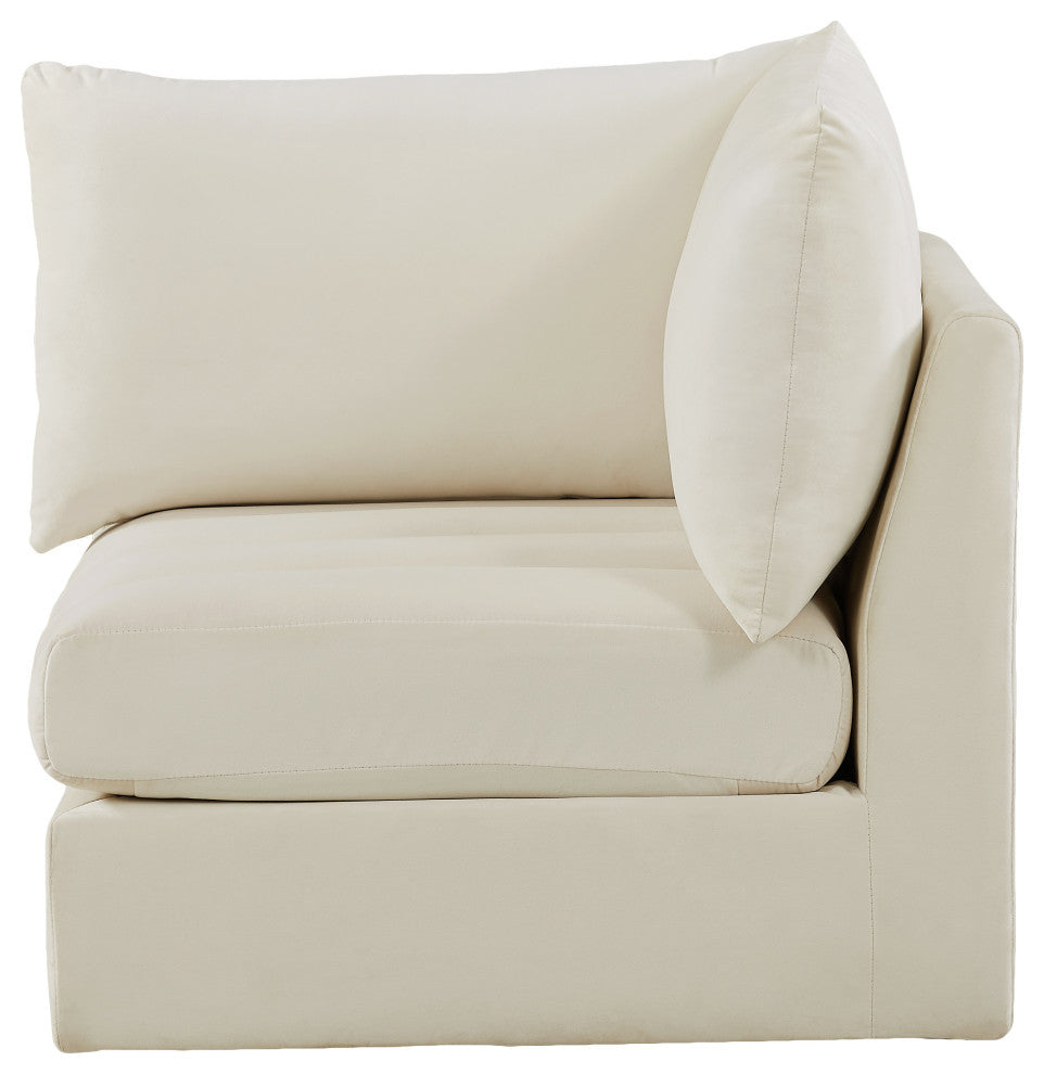 Jacob Velvet Upholstered Modular Corner Chair, Cream