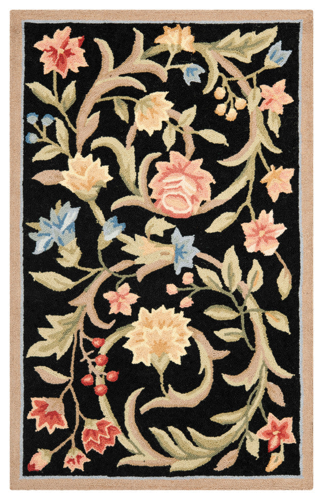 Safavieh Chelsea hk248b Floral Rug, Black, 2'6"x4'0"