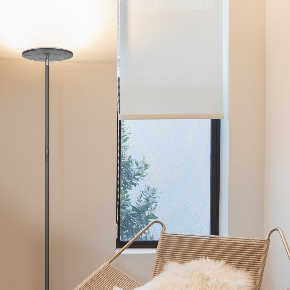 Brightech Sky Flux LED Torchiere Floor Lamp, Dark Bronze