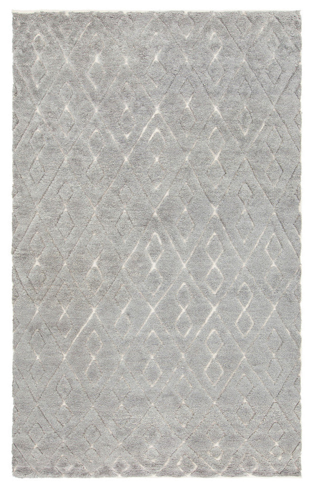 Catalina Hand Knotted Rectangle Area Rug, 5' x 7'1/2", Gray