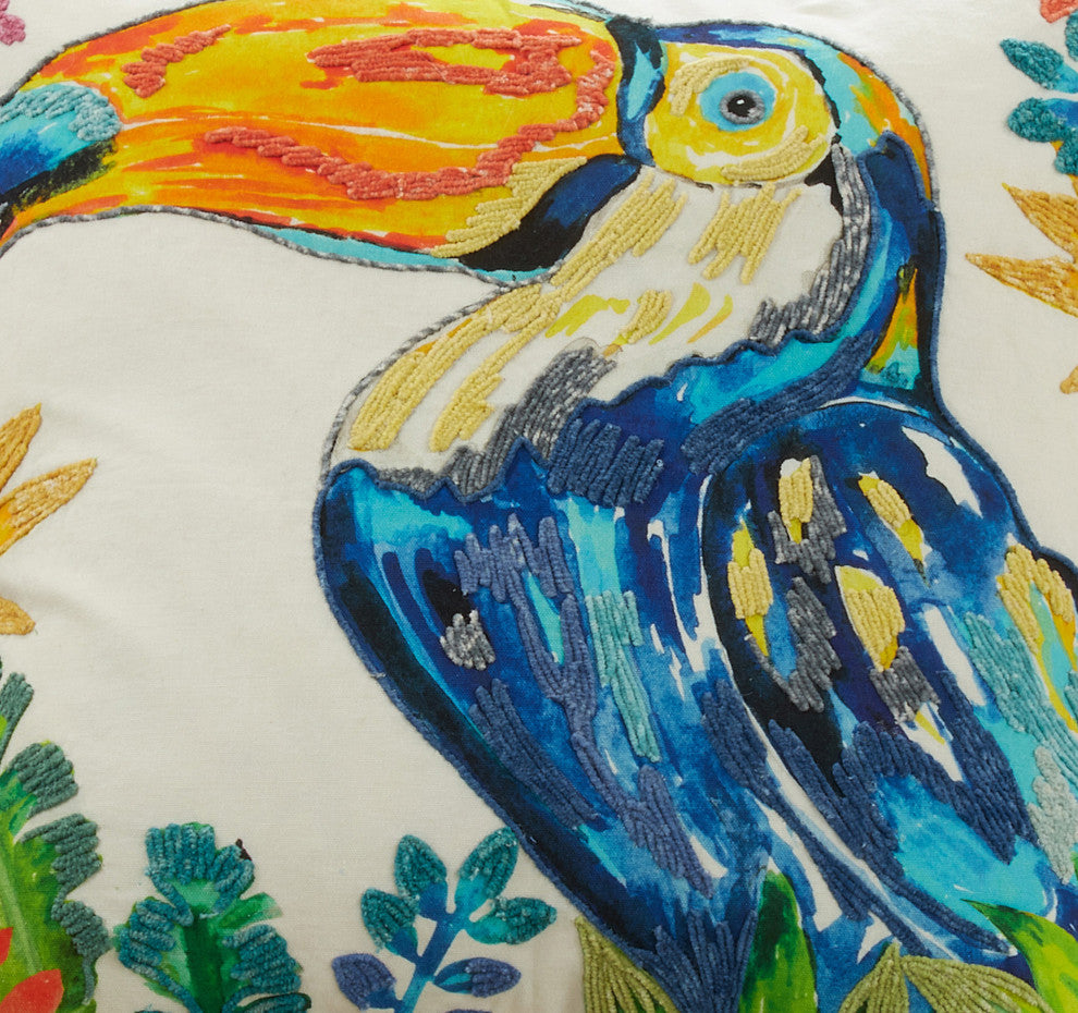 Throw Pillow With Toucan Design, Cover Only