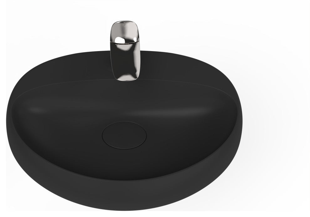 Rosaria 24" Wall Mounted Porcelain Sink, Matte Black, Single Faucet Hole