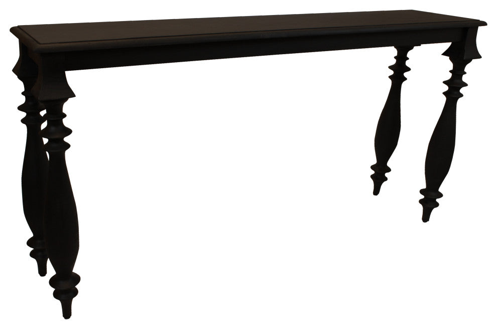 Carmenita Upstone Solid Wood Console Table in Antique Black