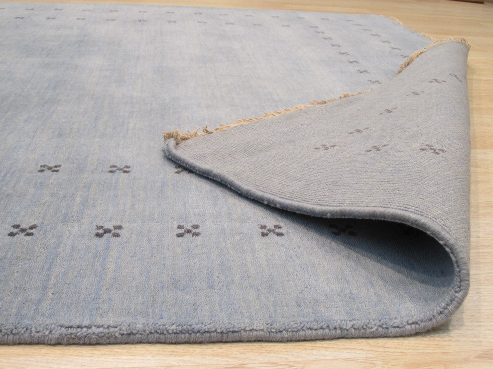 Handmade Wool Blue Transitional Solid Lori Baft Rug, 8' X 10'