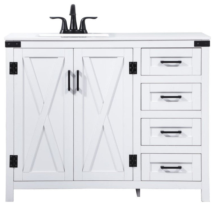 Home Living 19" Farmhouse White-Light Bathroom Vanity