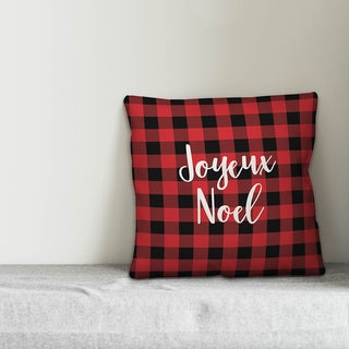 Joyeux Noel, Buffalo Check Plaid 18x18 Throw Pillow