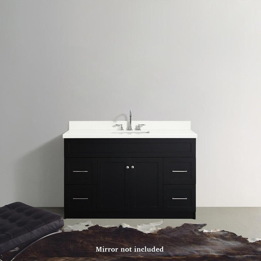 Ariel Hamlet 55" Black Modern Single Sink Vanity Set, No Mirror