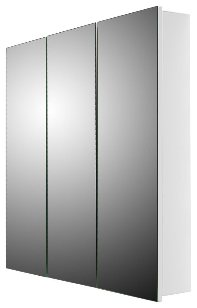 Tri-View Medicine Cabinet, 30"x30", Polished Edge, Surface Mounted