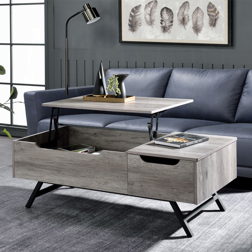 ACME Throm Coffee Table WithLift Top, Gray Oak Finish