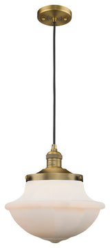 Large Oxford 1-Light Mini Pendant, Brushed Brass, Matte White
