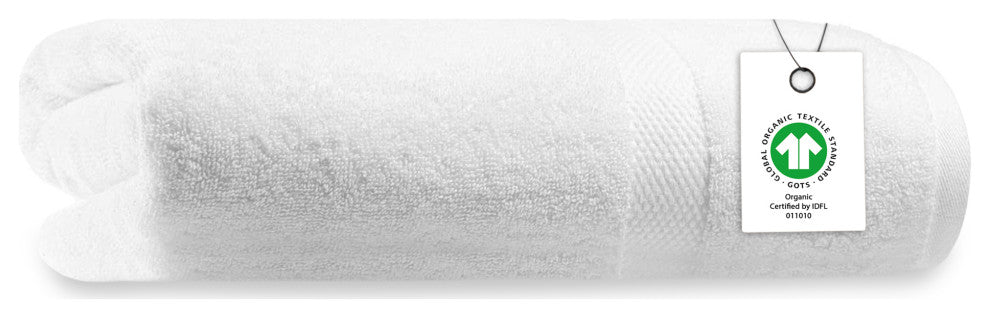 Delara 100% Organic Cotton Plush Bath Towels, 30"x58", Set of 1, White