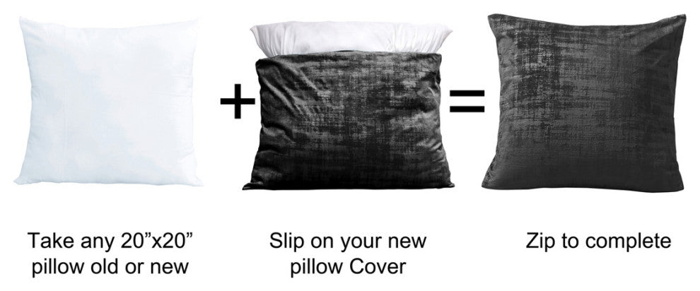 Velvet 2 Piece Euro Pillow Cover Set, Peat, 2 Piece, 26"x26"