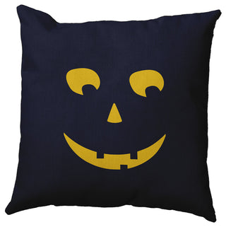 Halloween JackoLanternLeft Indoor/Outdoor Throw Pillow, Navy, 18"x18"