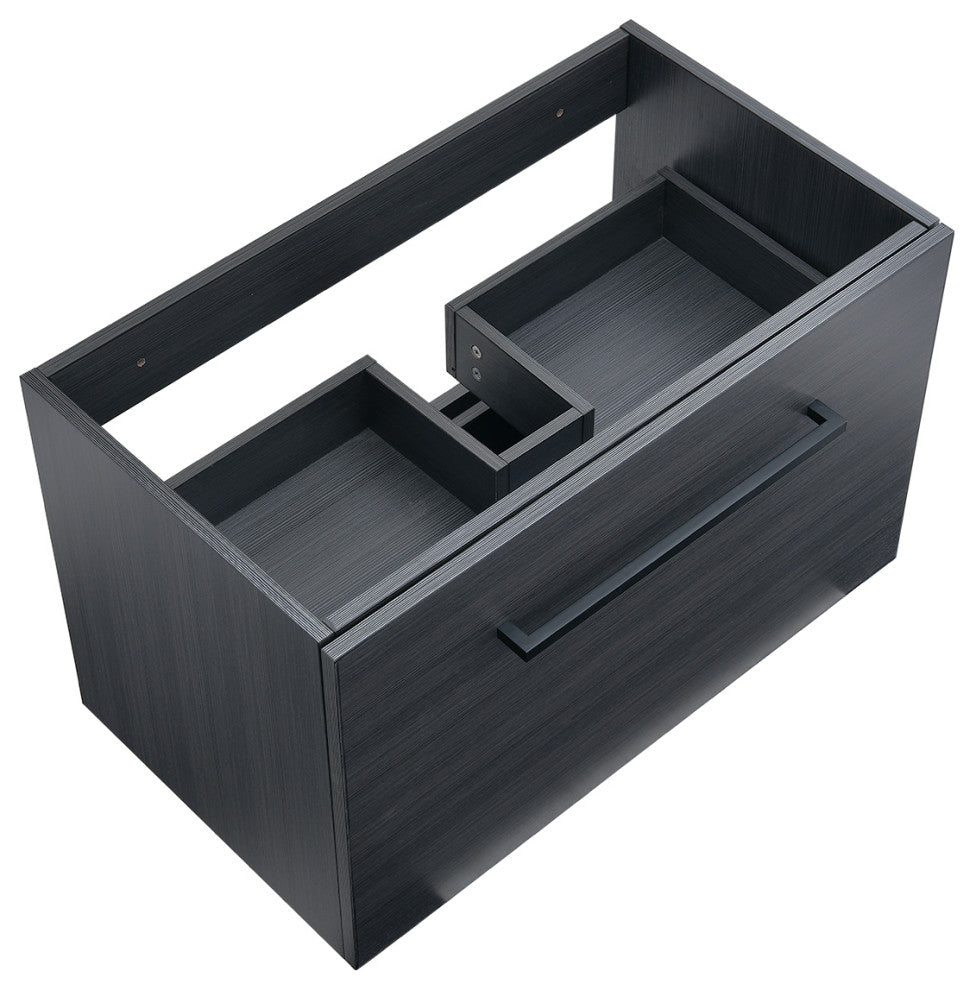 Bath Vanity in Black with White Ceramic Top With Ceramic Basin and Mirror